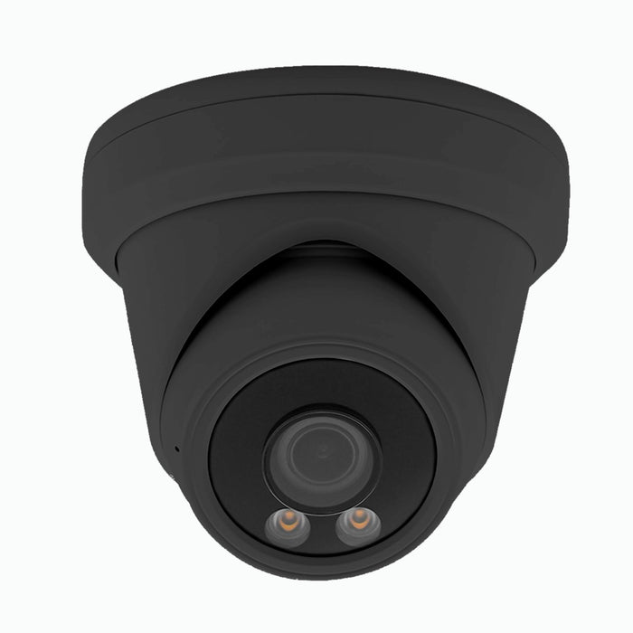 8MP 4K SONY Lens Dual light Turret POE IP Camera 2.8mm H.264/H.265 Color 24/7 with Human Detection - Black