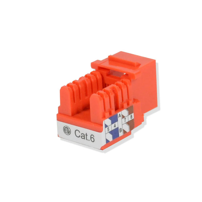 LOGICO KJ6225 100 Cat6 Keystone Jacks Orange with Dust Cap – 22-26 AWG PCB Female RJ45 Connectors (10-100 Pack)