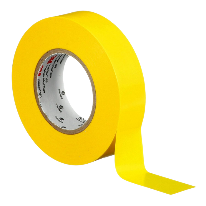 3M Temflex Multi-Purpose Vinyl Electrical Tape 165, 3/4 in x 60 ft ,Yellow, 10 Roll Pack