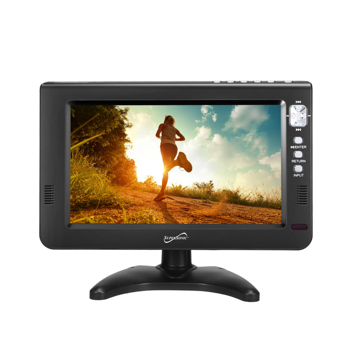 Supersonic SC-599 Portable 9 inch LCD TV Rechargeable with Built-in Digital Tuner FM Radio