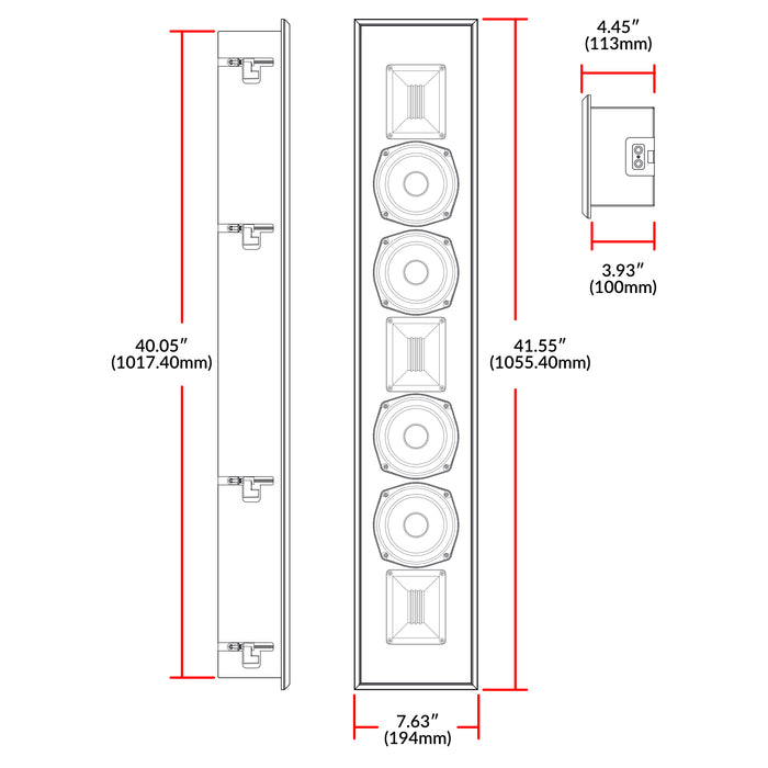 Earthquake Sound IW-4503 8-Ohm 600W High Fidelity LCR In-Wall Speaker (each)