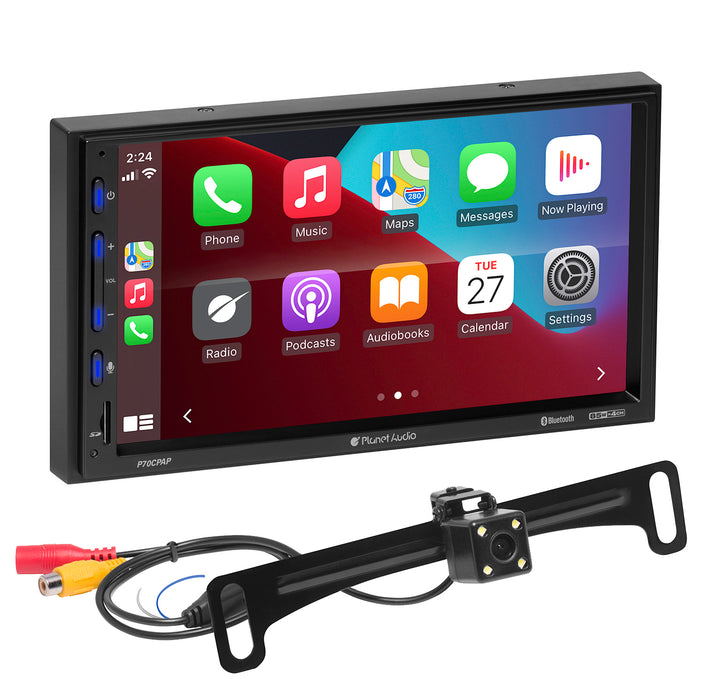 Planet Audio P70CPA-CP 7" Touchscreen Multimedia Player with Apple CarPlay and Android Auto, Bluetooth