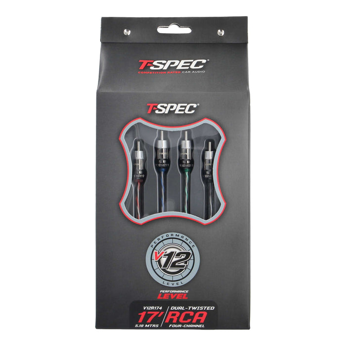 T-Spec V12R174 RCA v12 Series 4-Channel Audio Cable Twisted Pair Construction - 17 FT