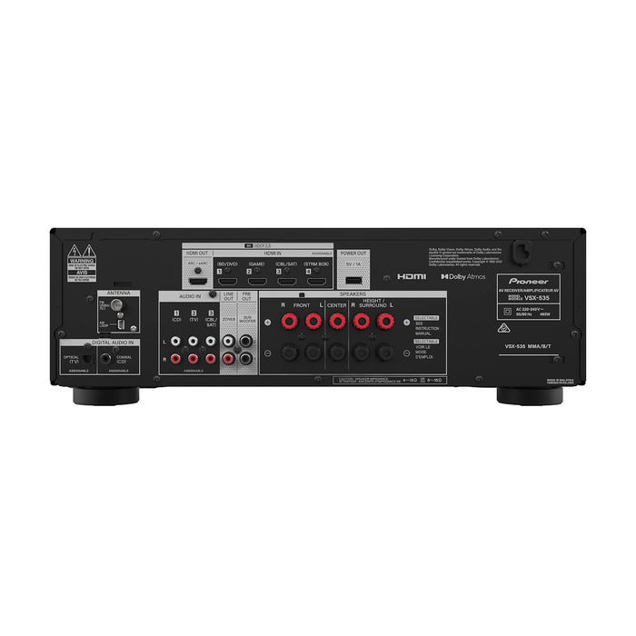 Pioneer VSX-535 Class AB 150W 5.2-Channel AV Receiver Home Audio Amplifier with Bluetooth