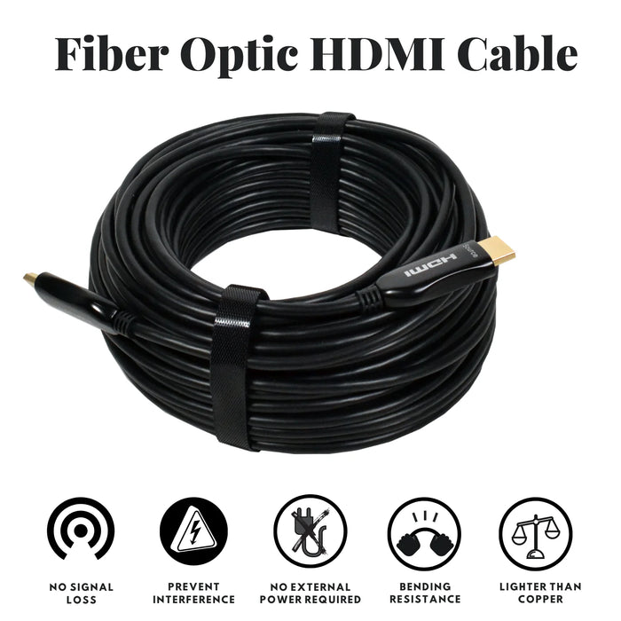 Logico HDFB100BK 8K @ 60Hz 48 Gbps Fiber Optic HDMI Cable Ultra HD Super High-Speed (100 ft)