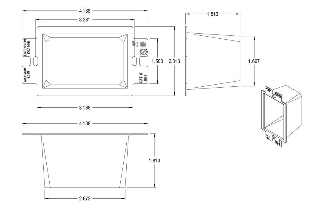 Arlington BE1-25 Electrical Outlet Box Extender Wall Plate 1-Gang White, 25-Pack