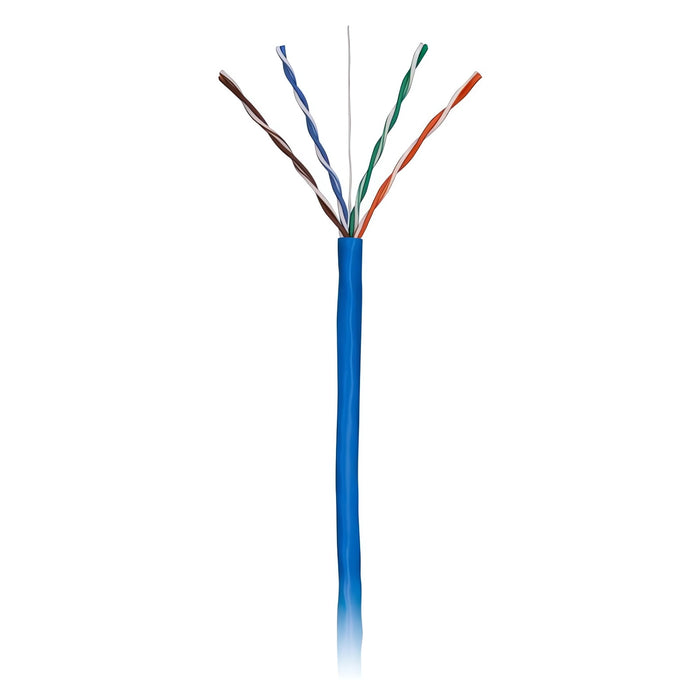 Cat5e 24 AWG UTP 4C Bare Copper UL Listed 350 MHz CMR Ethernet Cable 1000ft Pull Box - Blue