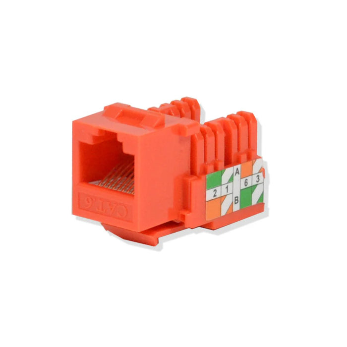 LOGICO KJ6225 100 Cat6 Keystone Jacks Orange with Dust Cap – 22-26 AWG PCB Female RJ45 Connectors (10-100 Pack)