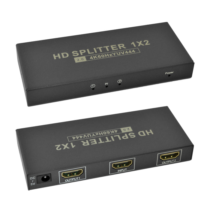 HDMI 2.0 Splitter with 1 Input and 2 Outputs 4K UHD @60Hz 18Gbps