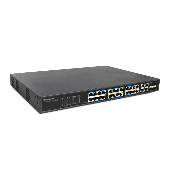 24 Port PoE Gigabit Managed Ethernet Switch for AV over IP 370W 4 SFP Ports