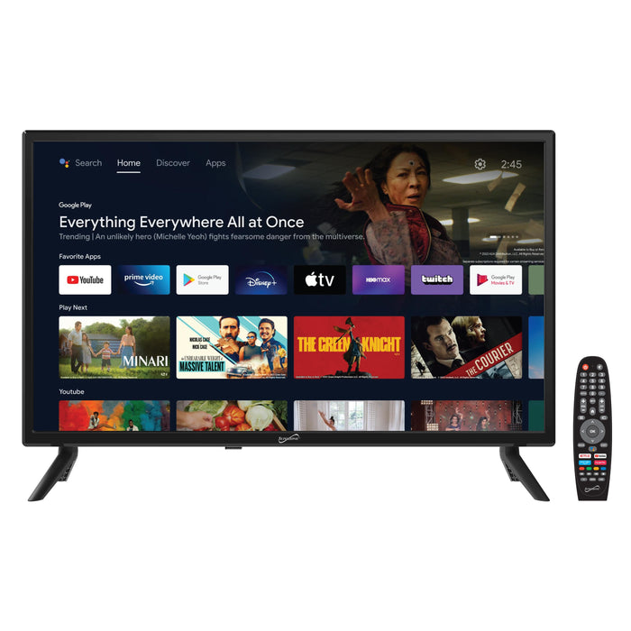 Supersonic SC-2450GTV 24 DLED Smart HDTV with Google Assistant, 1080p, ATSC & NTSC, HDMI USB