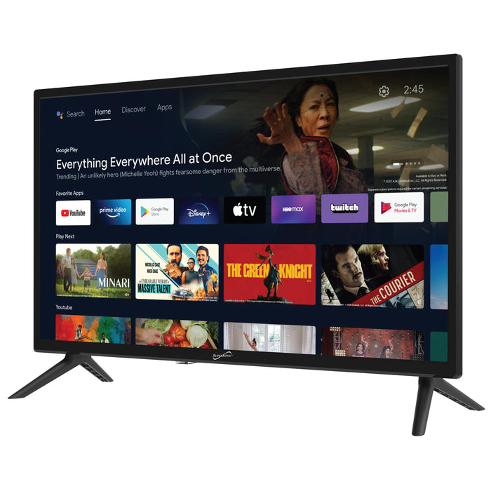 Supersonic SC-2450GTV 24 DLED Smart HDTV with Google Assistant, 1080p, ATSC & NTSC, HDMI USB