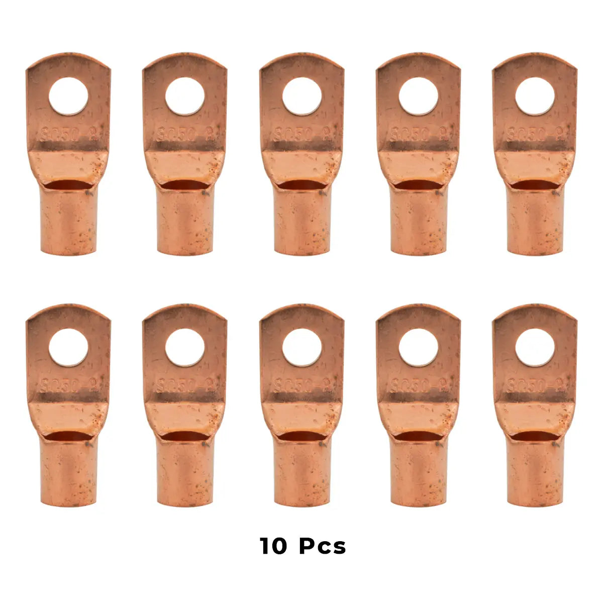 1/0 Gauge AWG Non-Insulated Pure Copper Lugs Ring Terminals Connectors ...