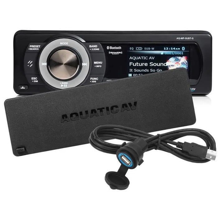 Aquatic Av AQ-MP-5UBT-S Marine Stereo & NK2-116W 6.5" 2-Way Coaxial Marine Speakers Aquatic AV