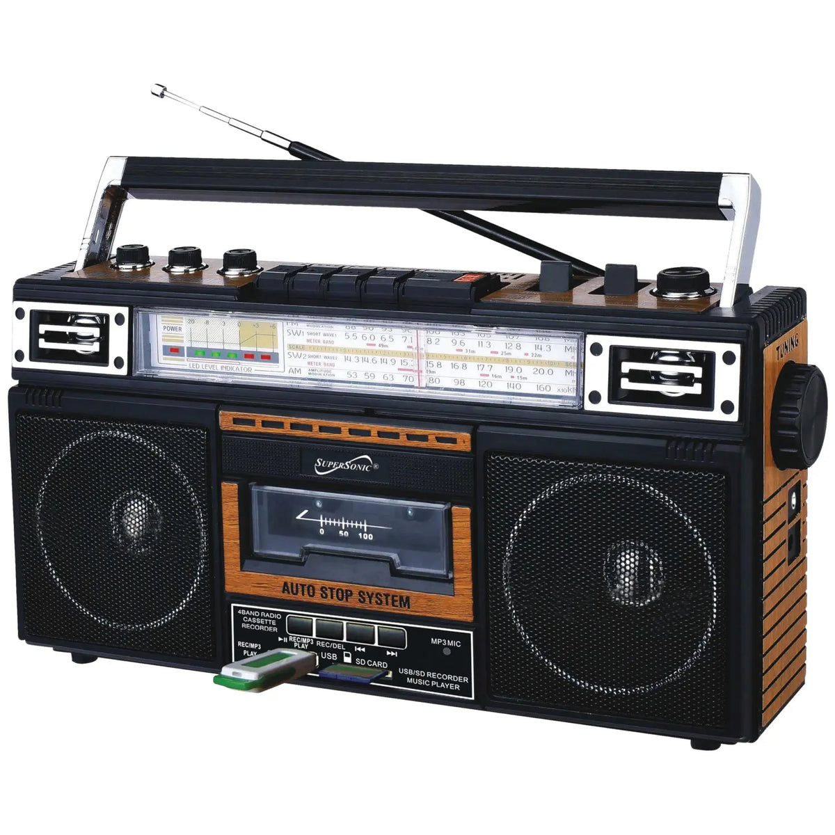 SuperSonic SC-3201BT 4 Band Radio & Bluetooth Speaker with Cassette to ...