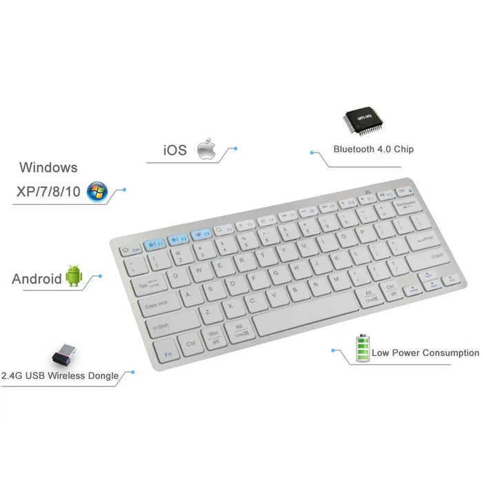 Universal Wireless Keyboard Bluetooth 4.0 for Apple/Android/Windows Devices Others